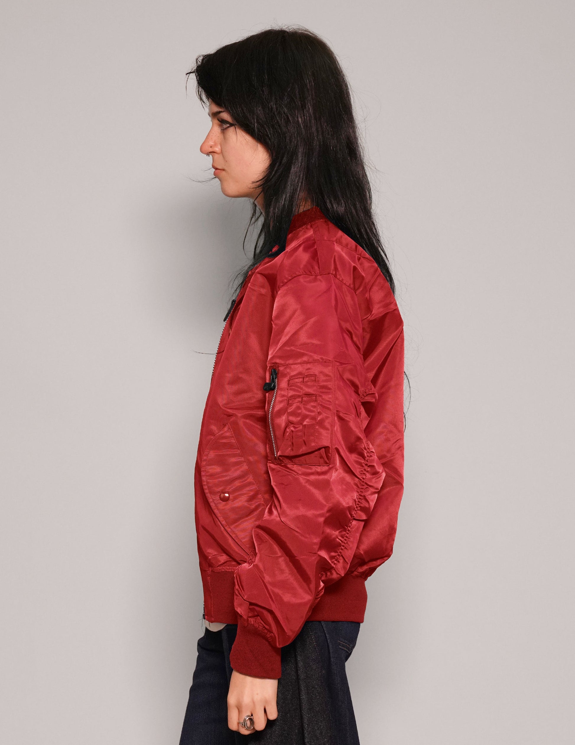 Red Lightweight Bomber Jacket Vintage