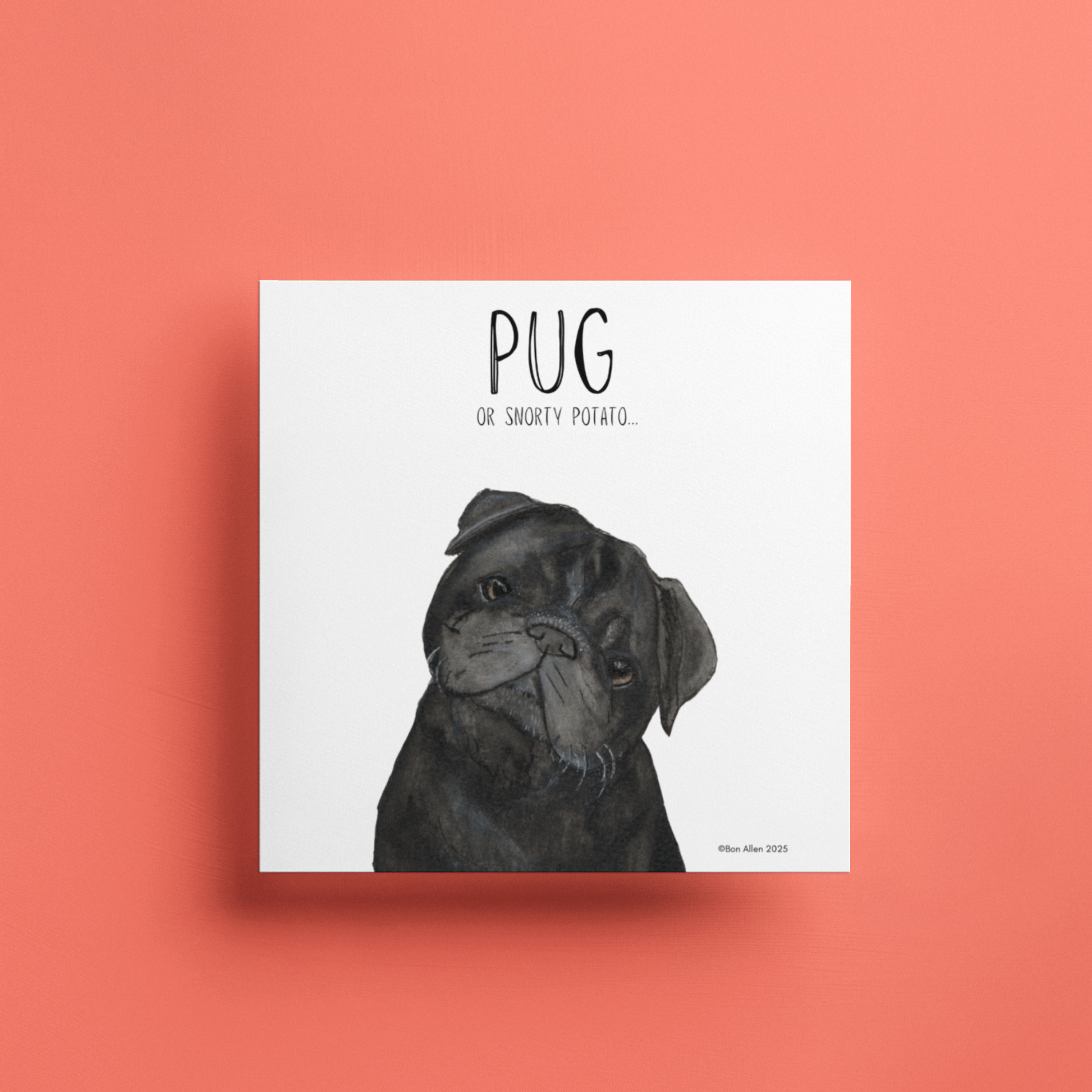 Snorty Potato Pug Greeting Card