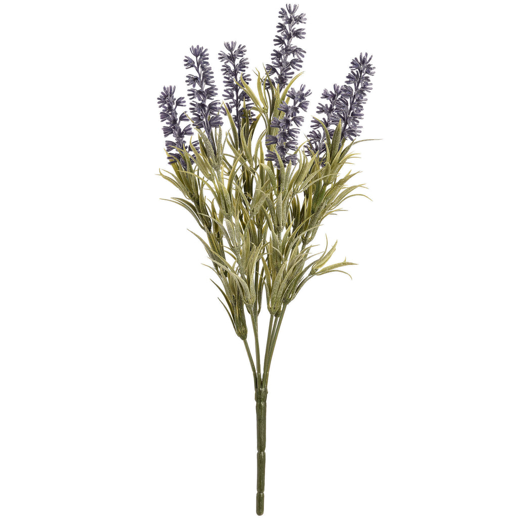 Realistic faux lavender stems with purple blooms and green accents, perfect for year-round home decor by sostter at brixbailey.com