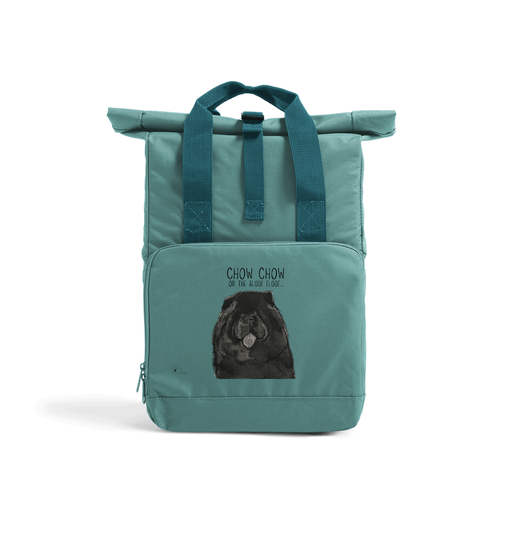 Black Chow Chow Aloof Floof Roll Top Backpack