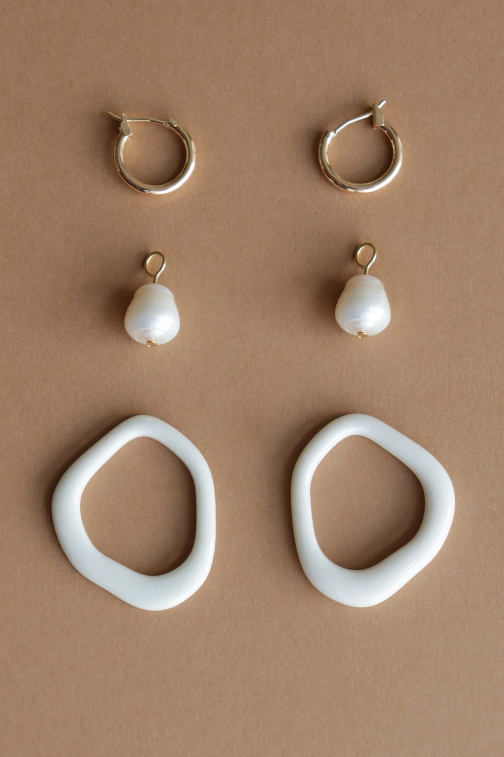 Arp Pearl and Porcelain Hoops - Black