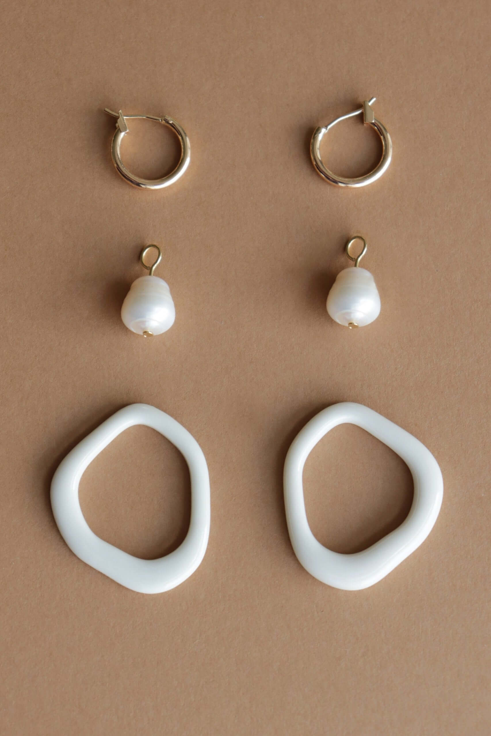 Arp Pearl and Porcelain Hoops - Black