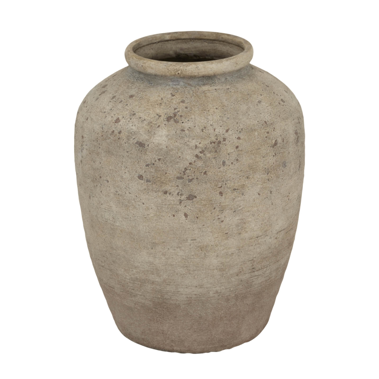 Handcrafted Deruta ceramic vase in mottled grey, 40cm tall with textured finish, perfect for floral arrangements. by Sostter at brixbailey.com