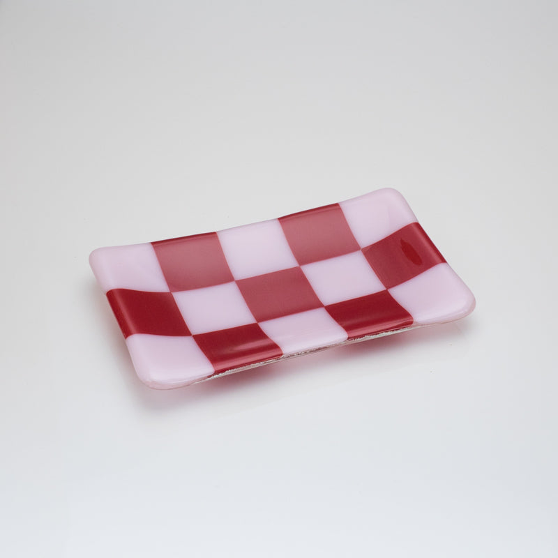 Chequered Dual Colour Medium Glass Tray 15cm