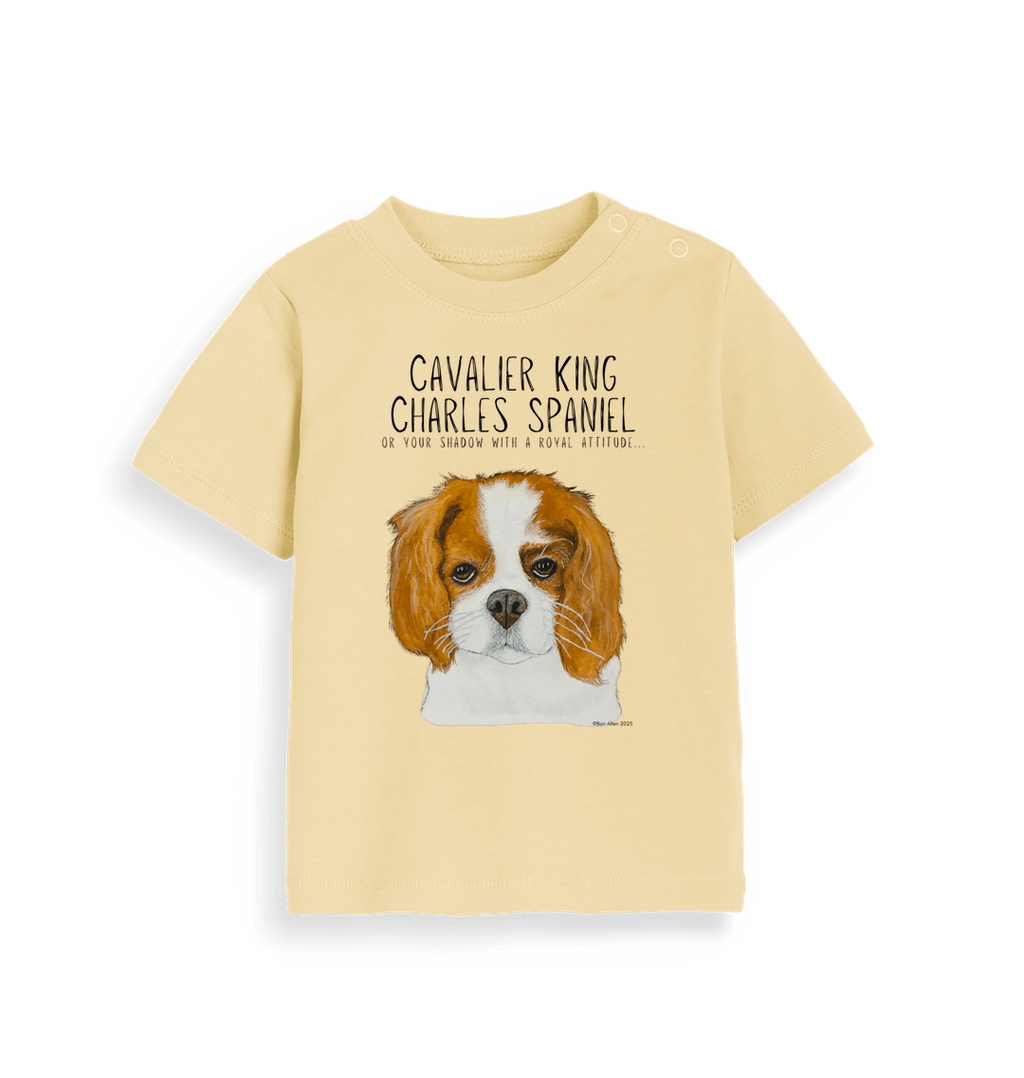 Sustainable Baby Tee with Cavalier King Charles Spaniel Print