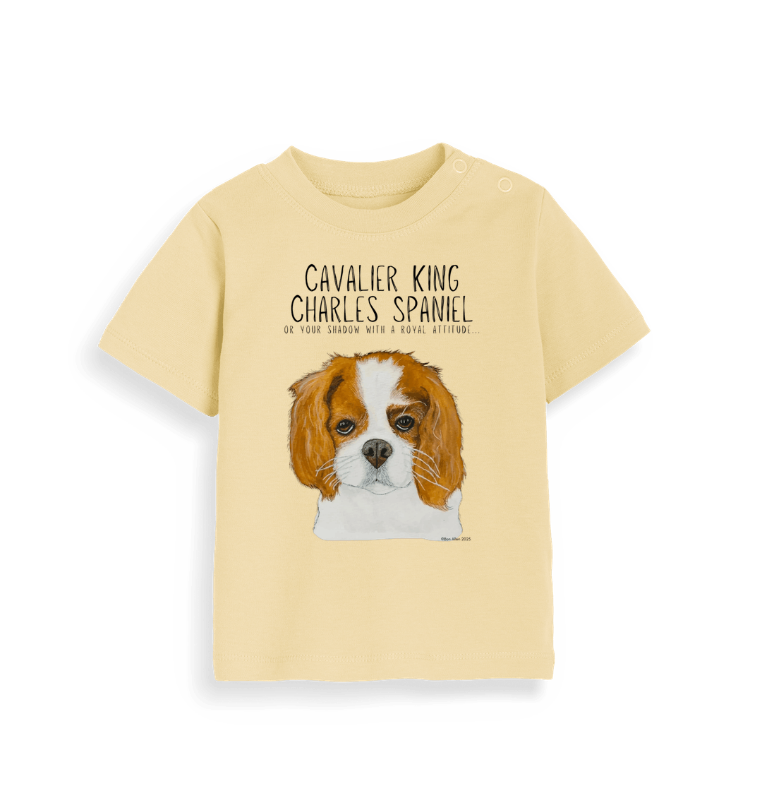 Sustainable Baby Tee with Cavalier King Charles Spaniel Print