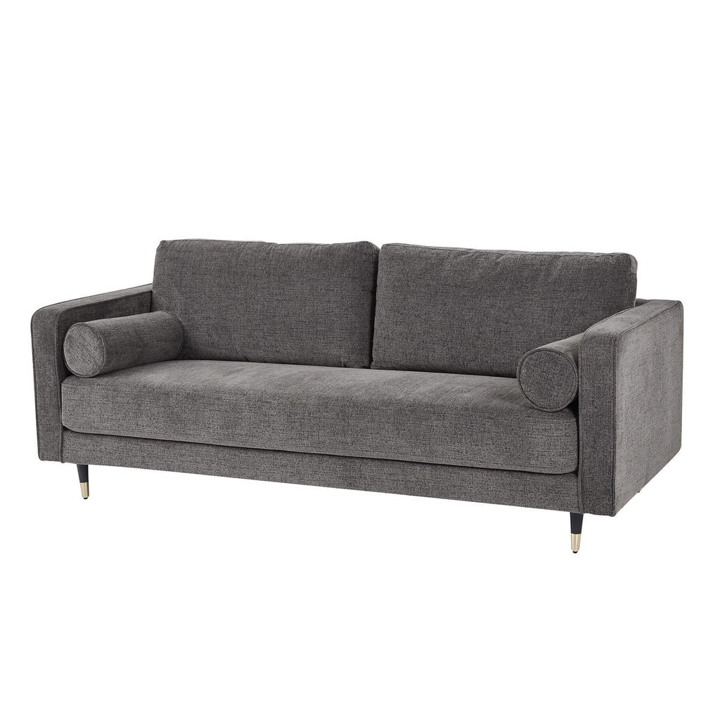 Grey upholstered sofa with plush cushions and classic British design in a versatile neutral tone. by sostter at brixbailey.com
