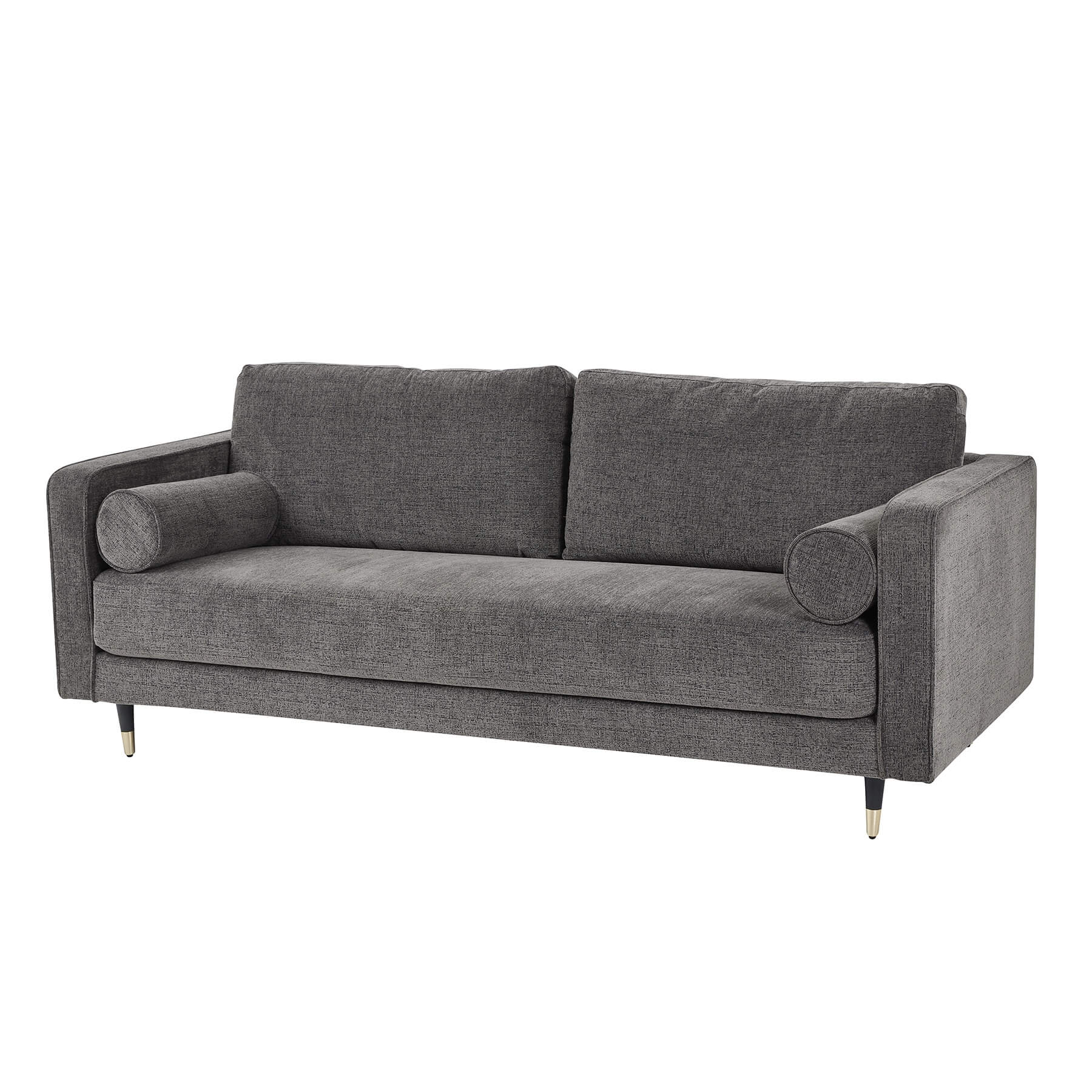 Grey upholstered sofa with plush cushions and classic British design in a versatile neutral tone. by sostter at brixbailey.com