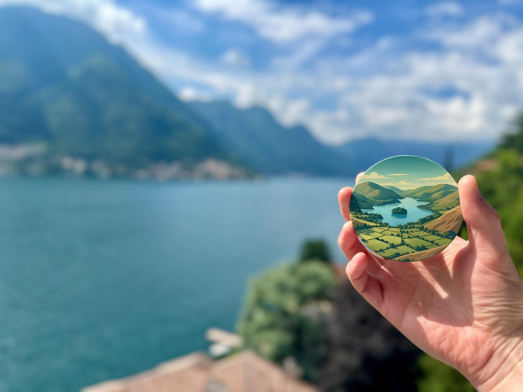 Scafell Pike Glass Tumbler and Coaster Set Lake District Mountain Gift