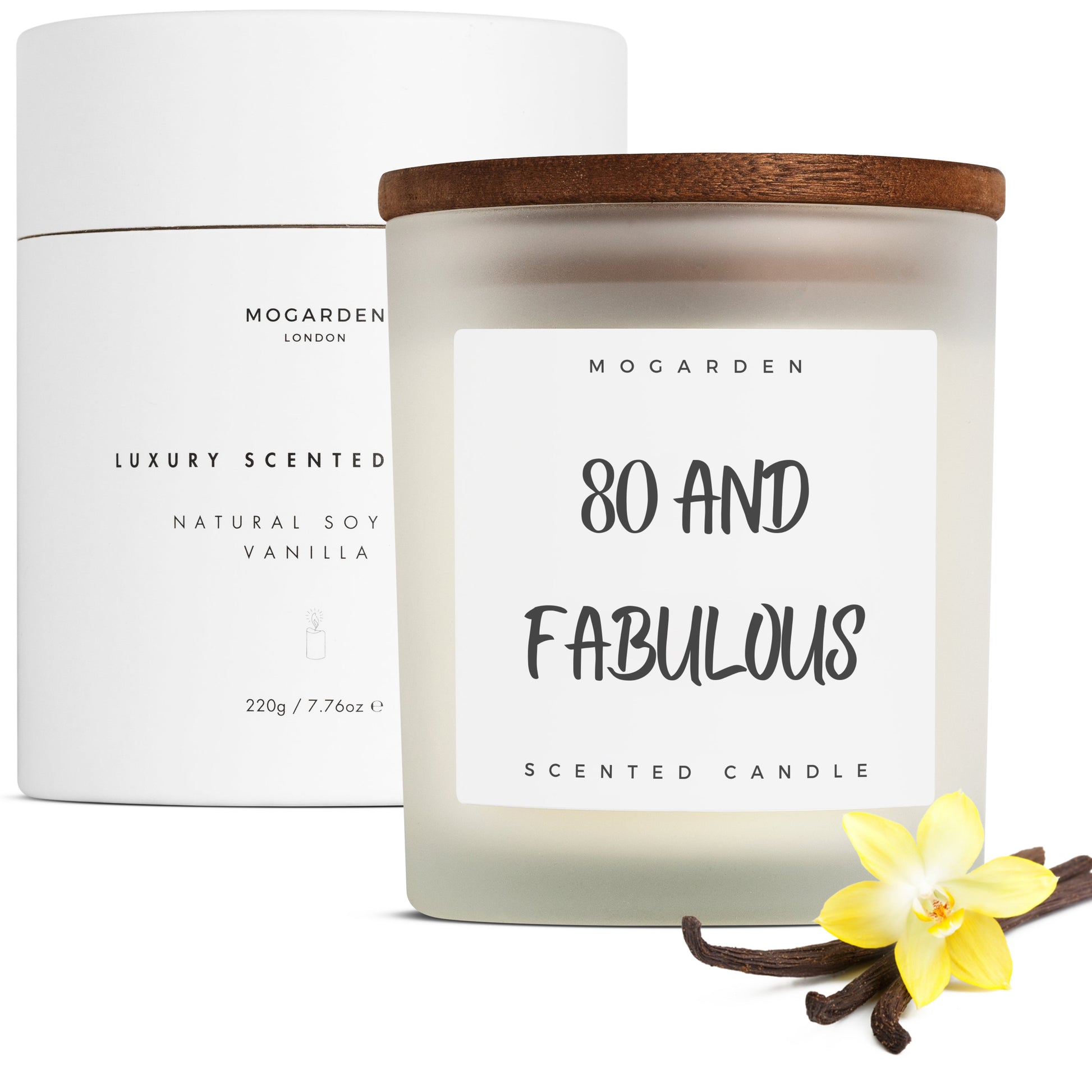 80th Birthday Candle with Luxury Vanilla Amber Scent