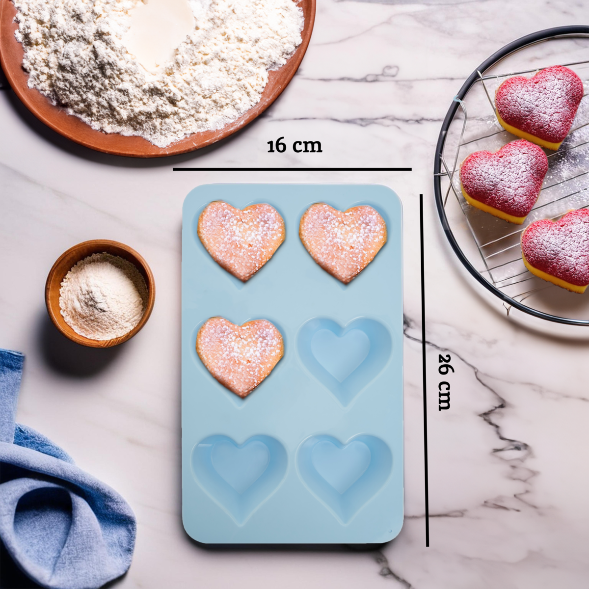 Pastel Blue Heart Shape Cake Mould