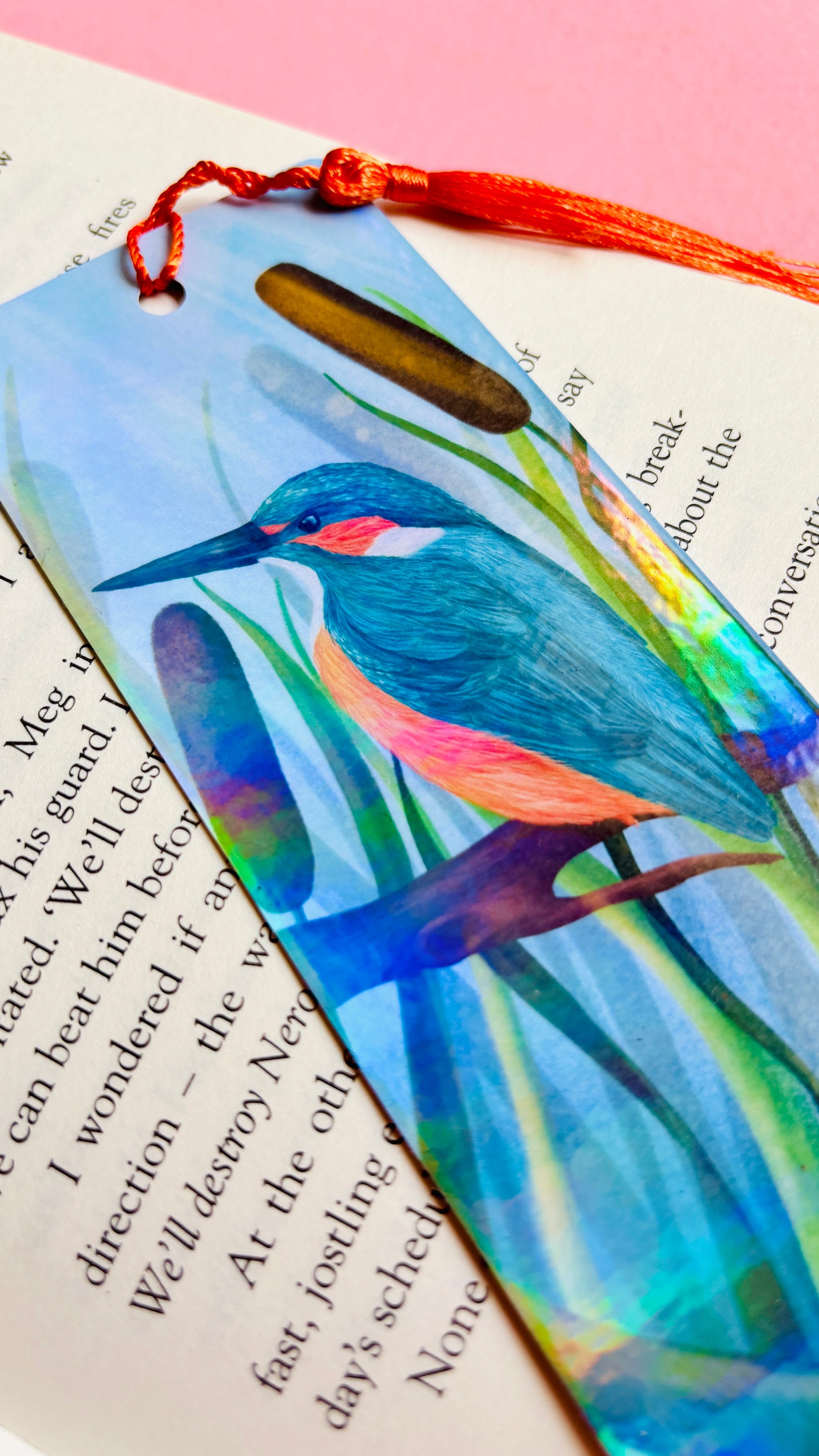 Handmade Kingfisher Holographic Bookmark