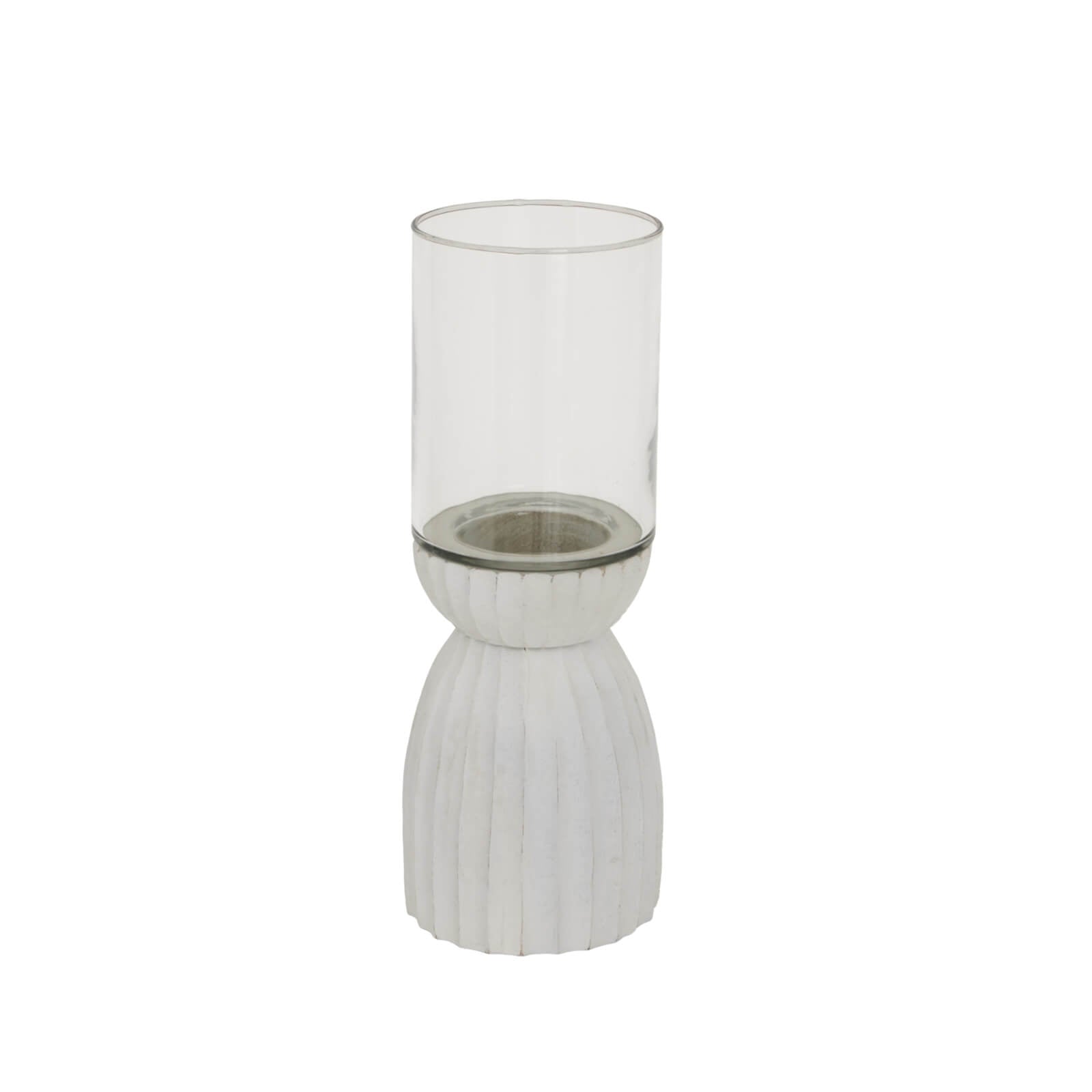 Handcrafted white hurricane lantern with intricate carved patterns, casting ambient light for home decor. by RoomLondon at brixbailey.com