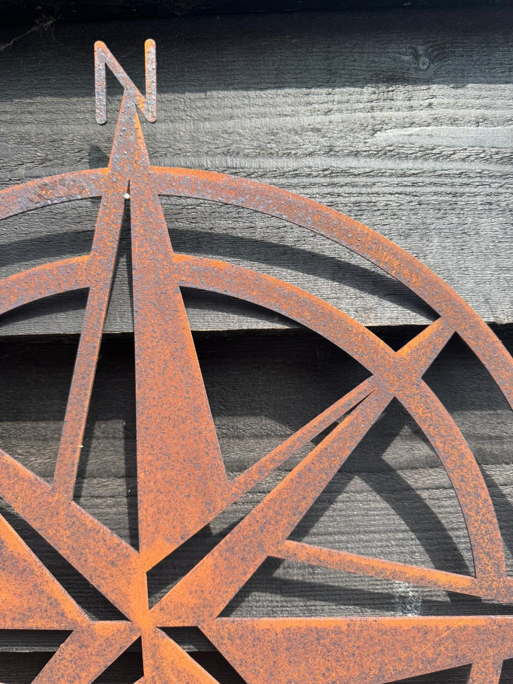 Rusty Metal Compass Wall Sign 50cm