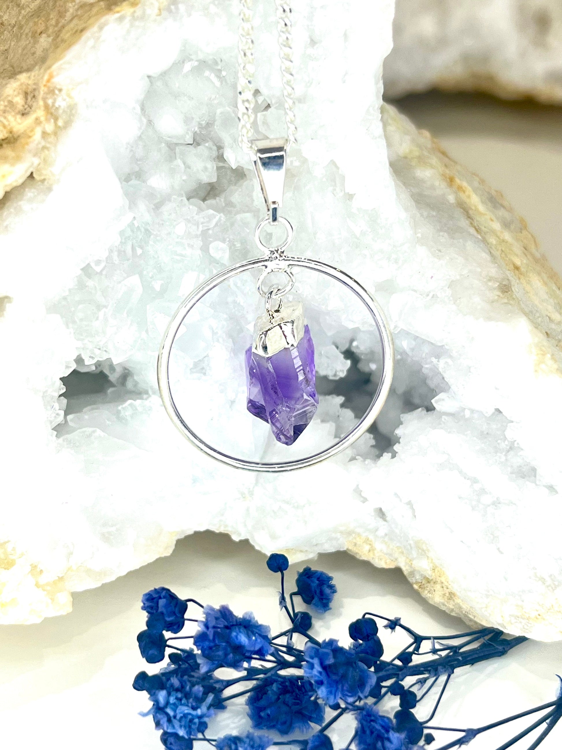 Amethyst Circle Pendant Necklace