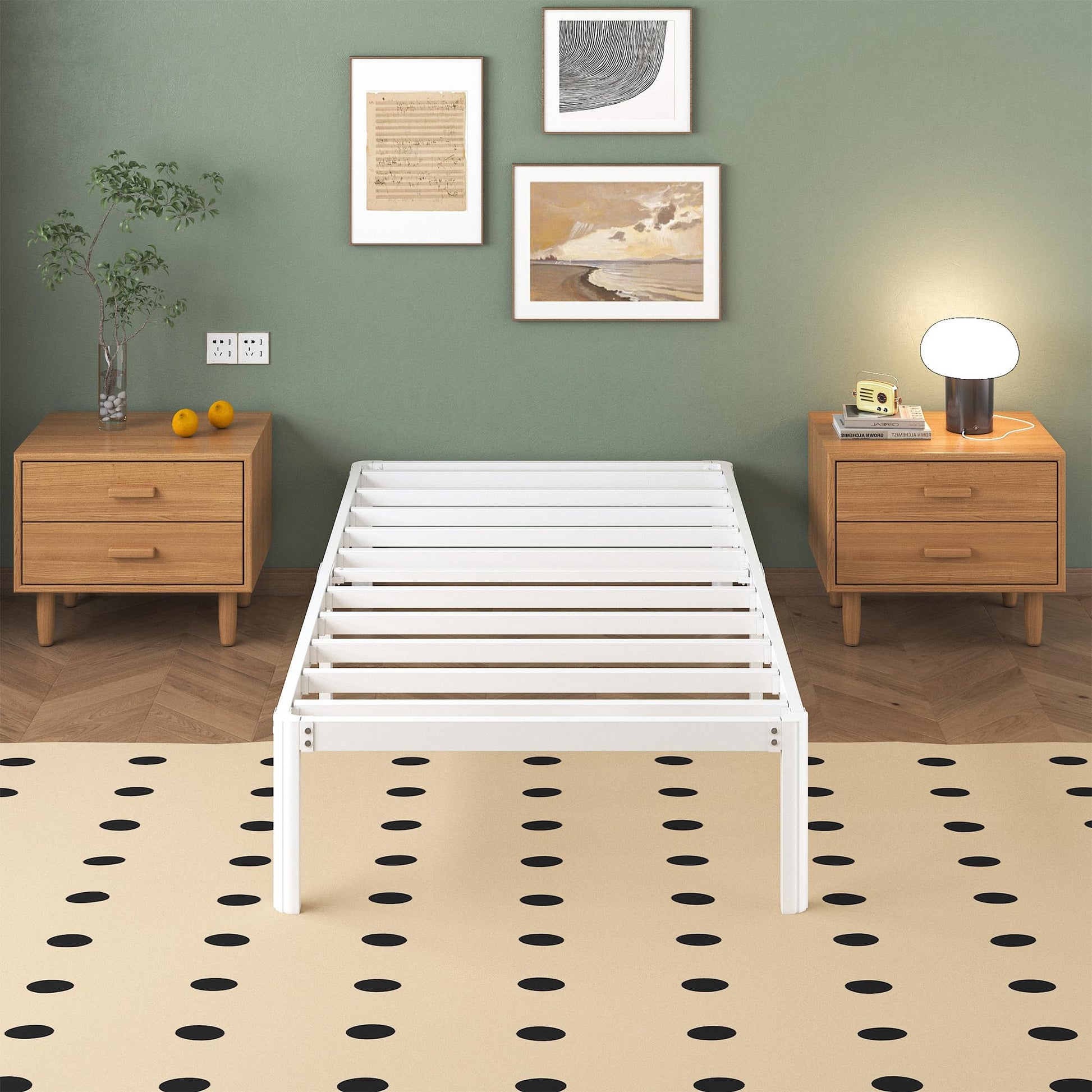 Teen Metal Bed Frame 80 x 190 cm Single with Round Legs White