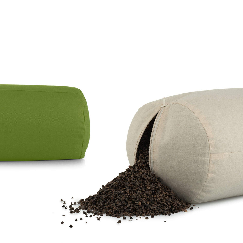 Yoga Bolster in Organic Cotton with Buckwheat Hulls and Removable Cover