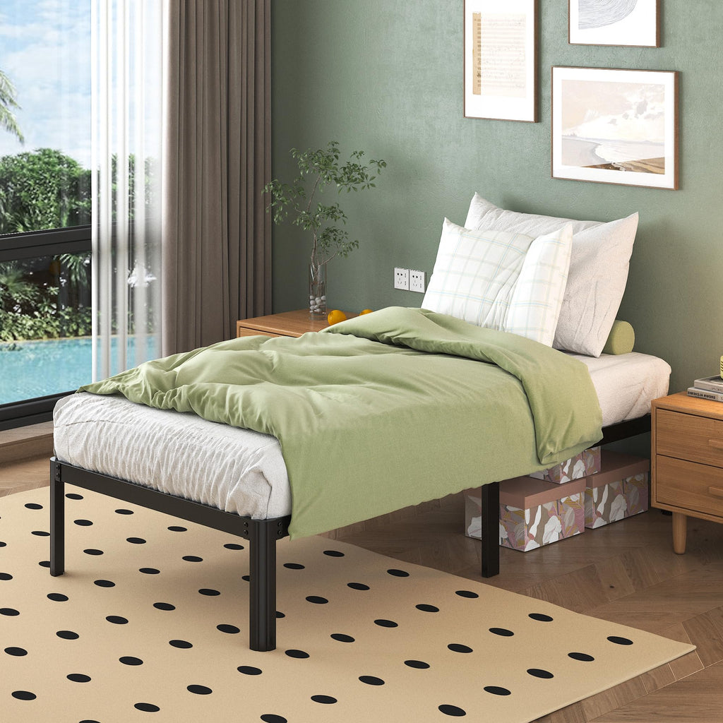 Single Bed Frame 3ft with Rounded Corner Legs and Steel Slat Support