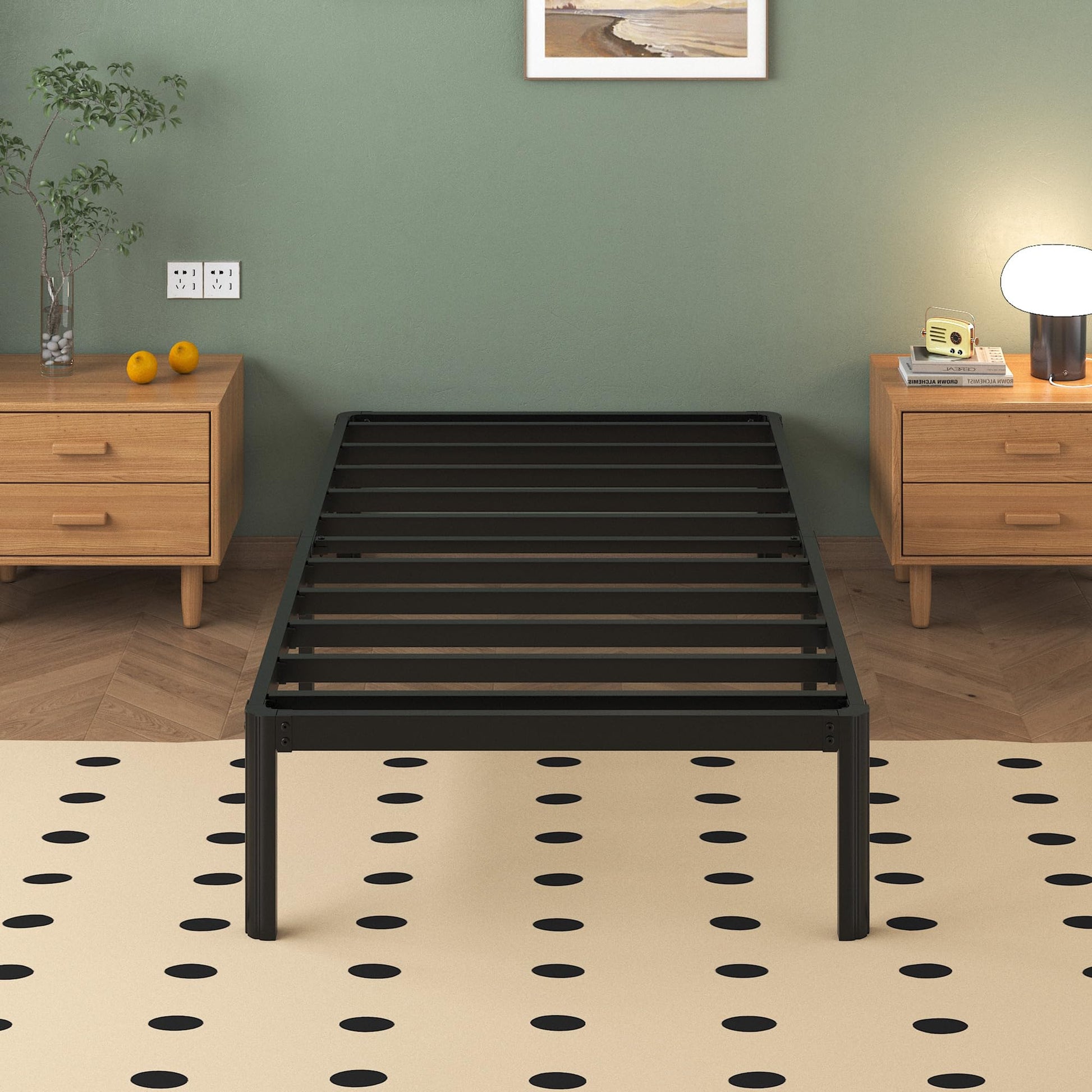 Teen Metal Bed Frame 90 x 200 cm with Steel Slats Black