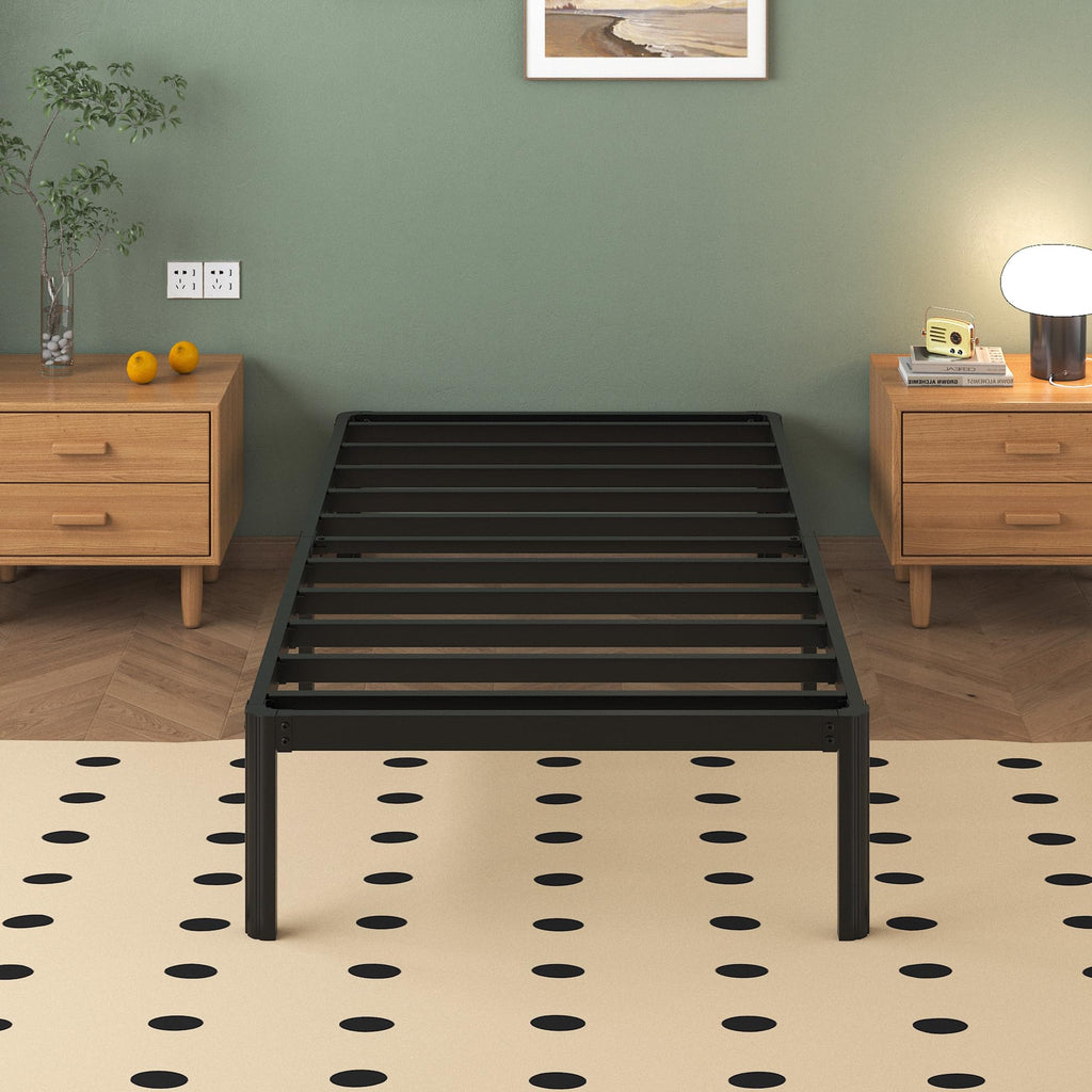 Teen Metal Bed Frame 80 x 190 cm with Round Legs Single Bed Black