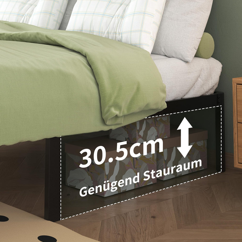 Teen Metal Bed Frame 80 x 190 cm with Round Legs Single Bed Black