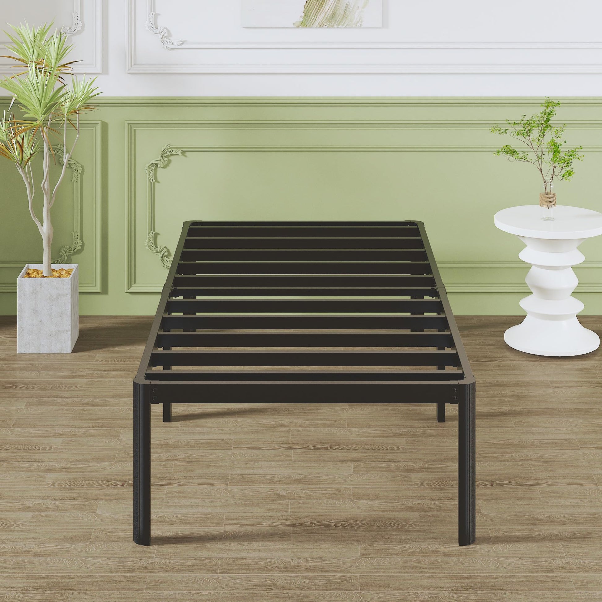 3ft Single Bed Frame with Steel Slats and Rounded Corner Legs