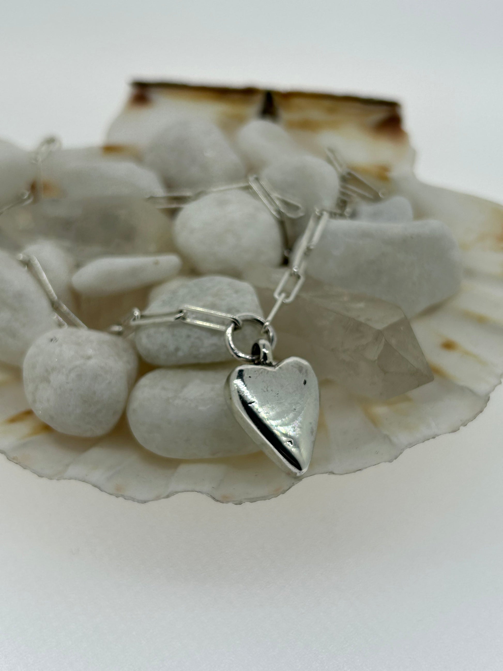 Maxi Heart Trace Chain Necklace in Sterling Silver