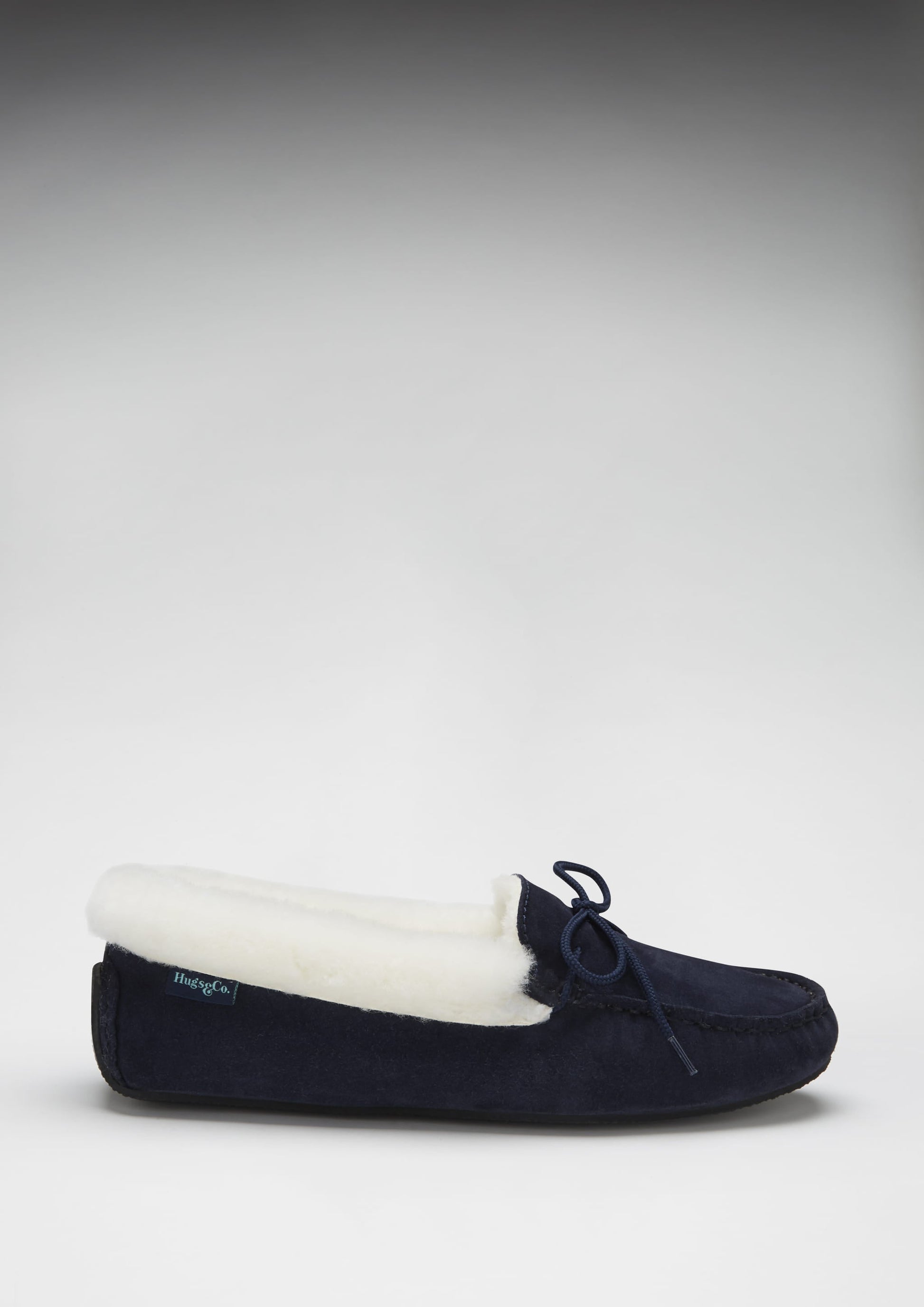 Navy Blue Sheepskin Slippers in Soft Suede