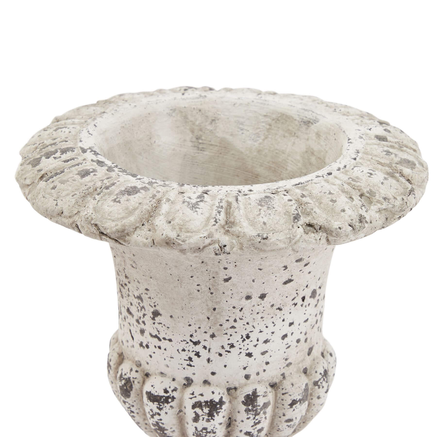 Handcrafted stone-effect ceramic urn with vertical fluting, neutral tone, 25cm height, classical-modern design by RoomLondon at brixbailey.com