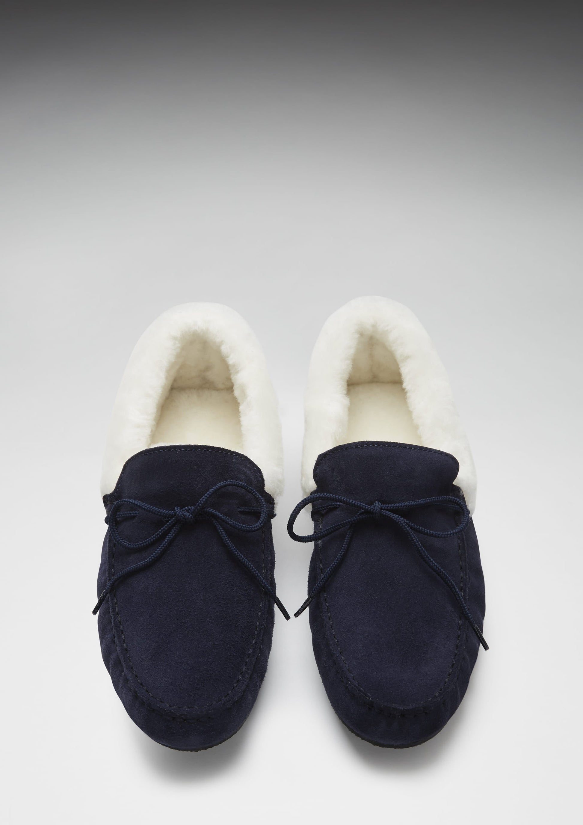 Navy Blue Sheepskin Suede Slippers