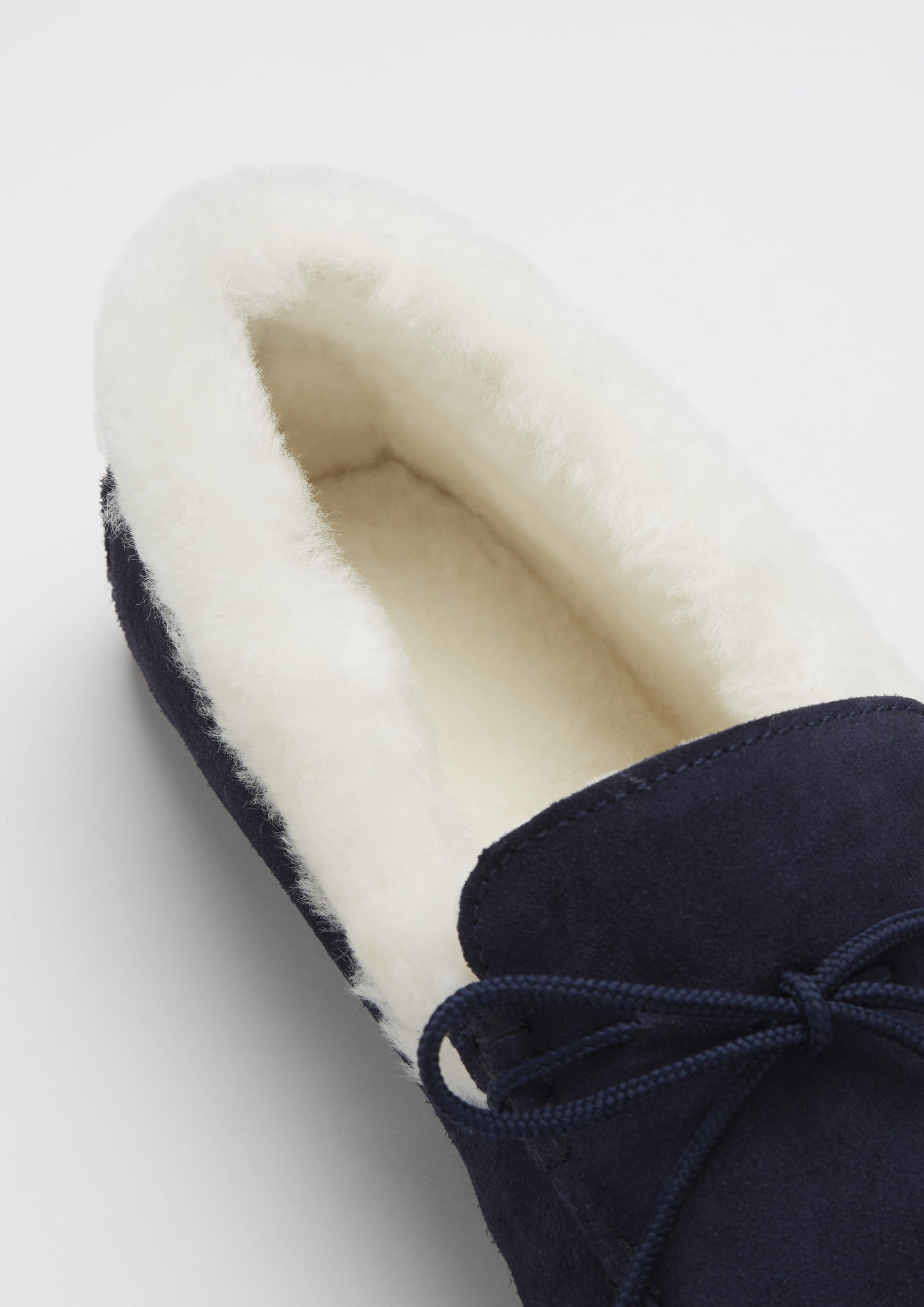 Navy Blue Sheepskin Suede Slippers