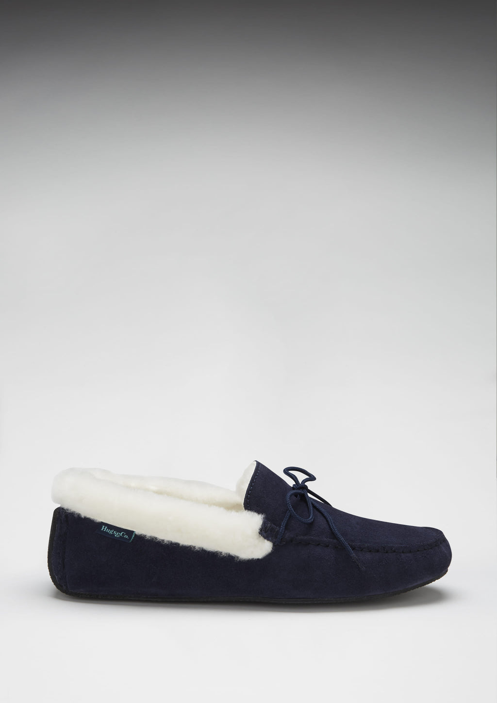 Navy Blue Sheepskin Suede Slippers