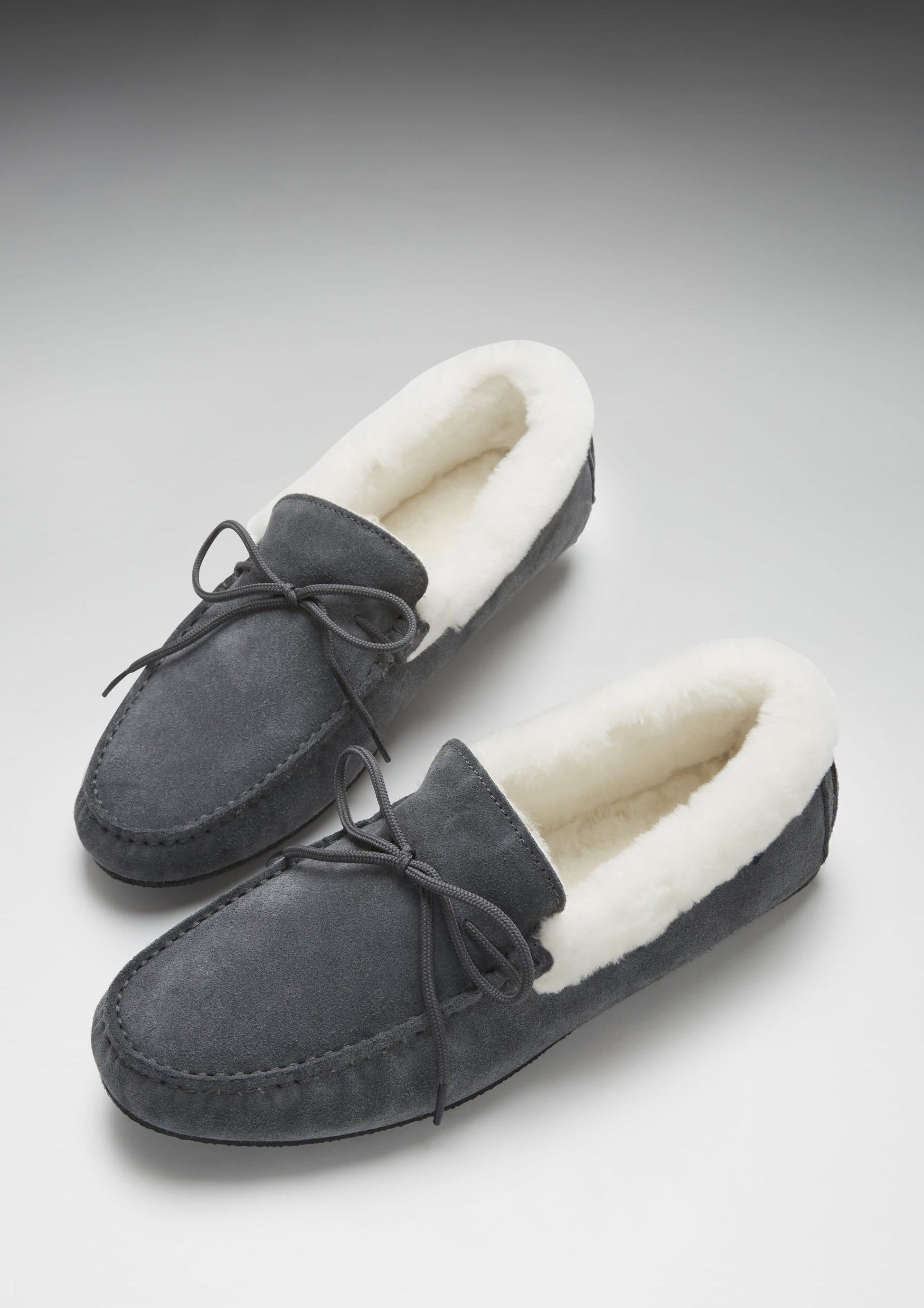 Slate Grey Sheepskin Suede Slippers