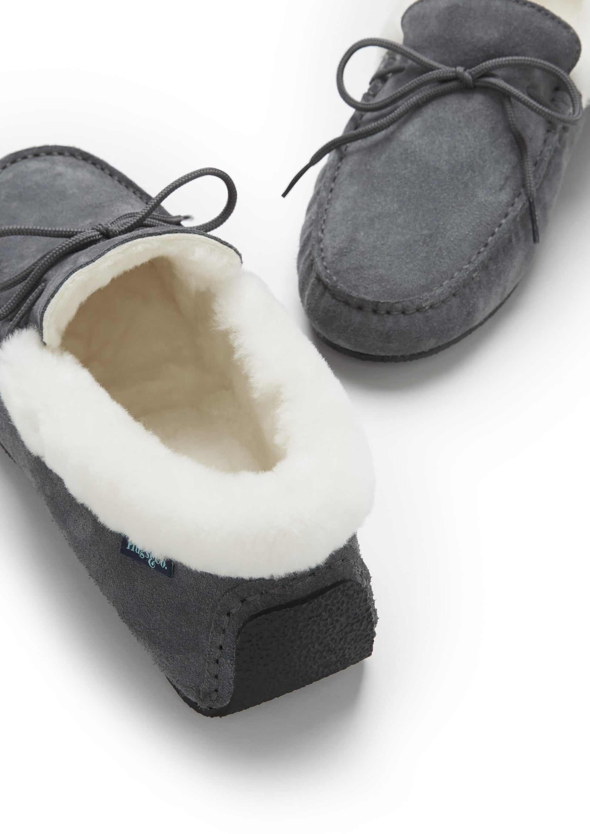 Slate Grey Sheepskin Suede Slippers