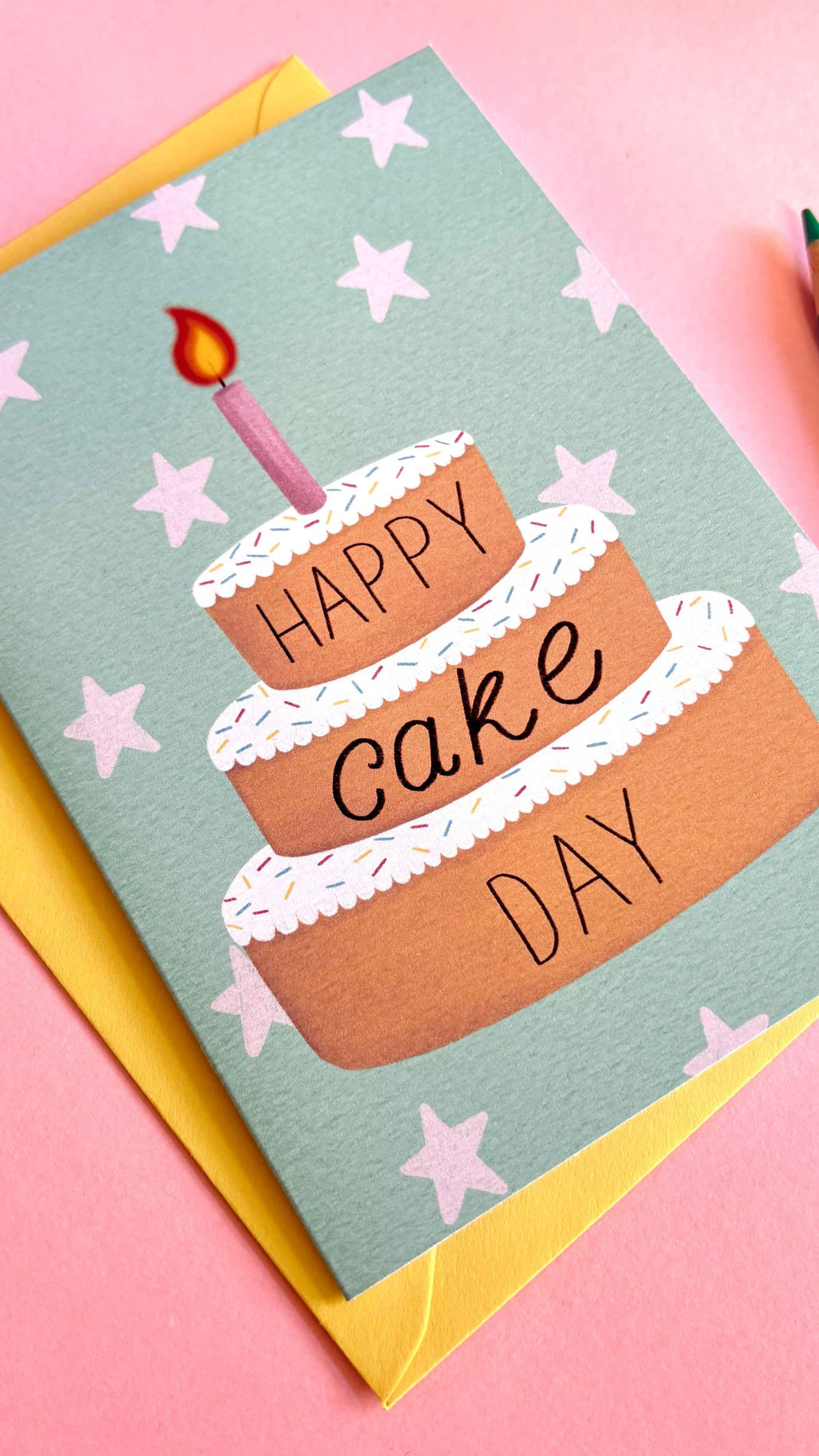 Happy Cake Day Card with Handmade Birthday Design
