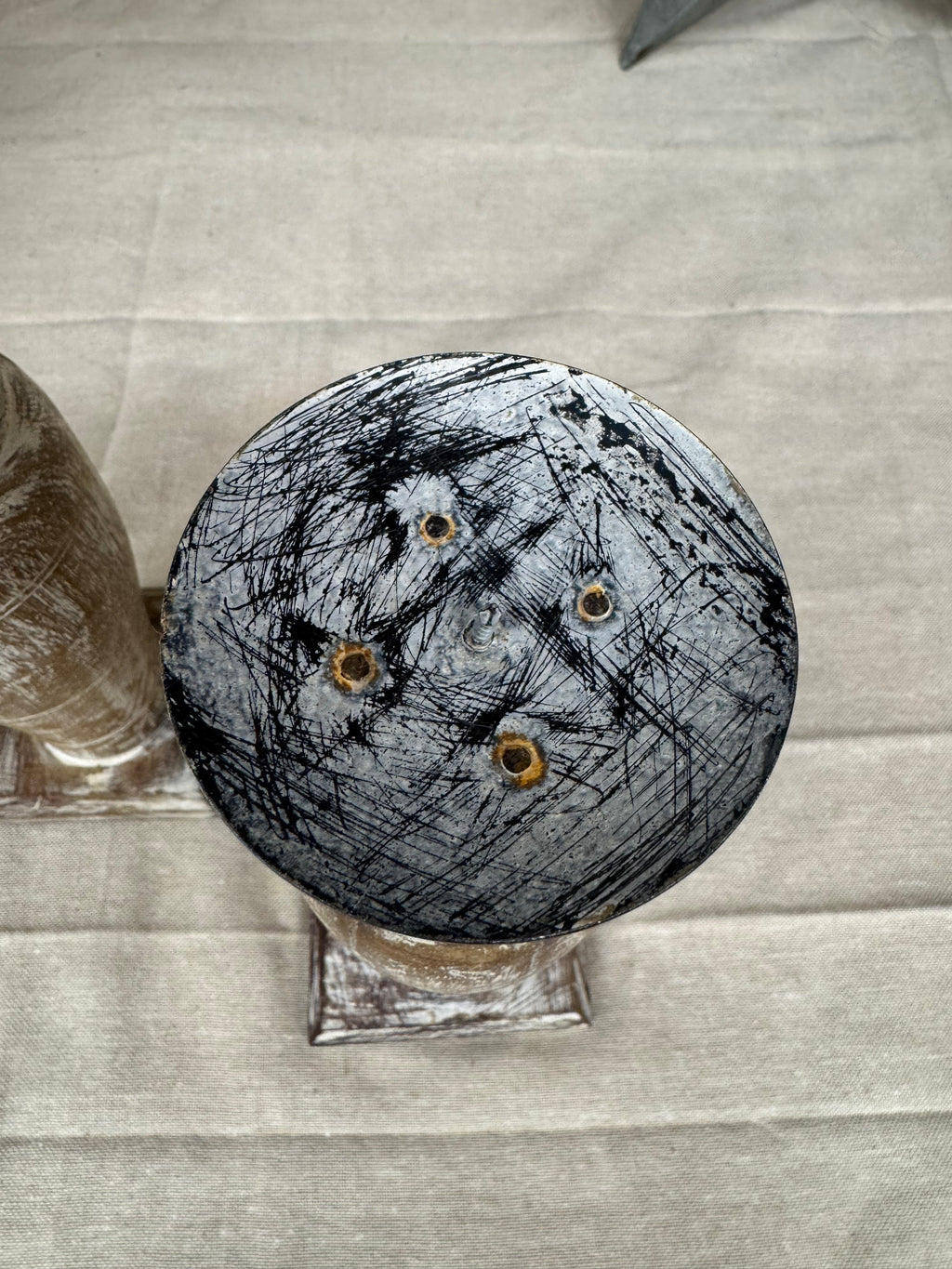 Pair of Rustic Wooden Candle Holders Large