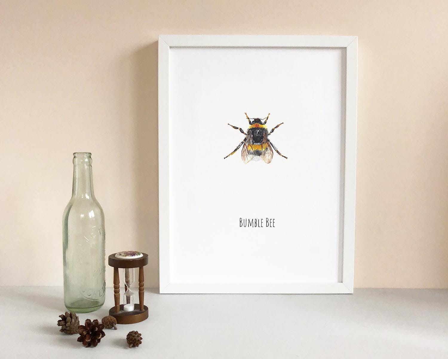 Bumblebee Watercolour Fine Art Print