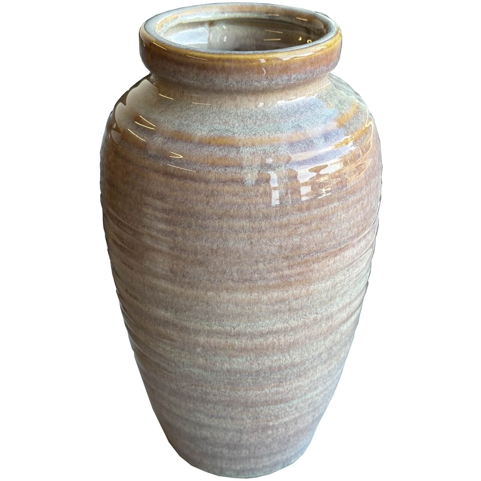 Handcrafted ceramic amphora vase with brindled texture in warm brown, Mediterranean-inspired design, 31cm tall. by sostter at brixbailey.com