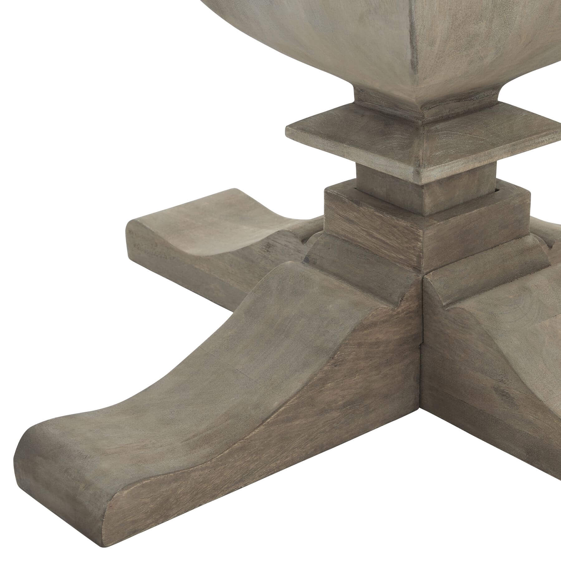 Handcrafted Copgrove bleached wood side table with iron handles, French-inspired pedestal base, and warm brown finish. by RoomLondon at brixbailey.com