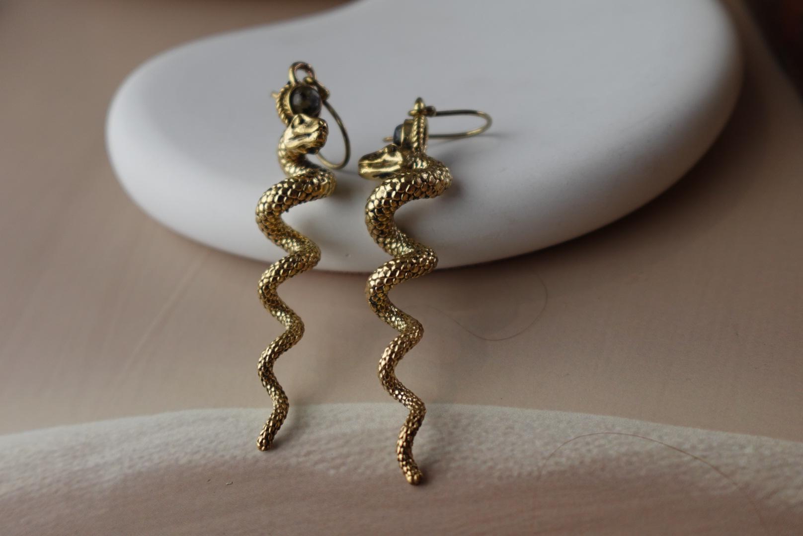 Spiral Twisted Snake Earrings in Gold and Silver Tone