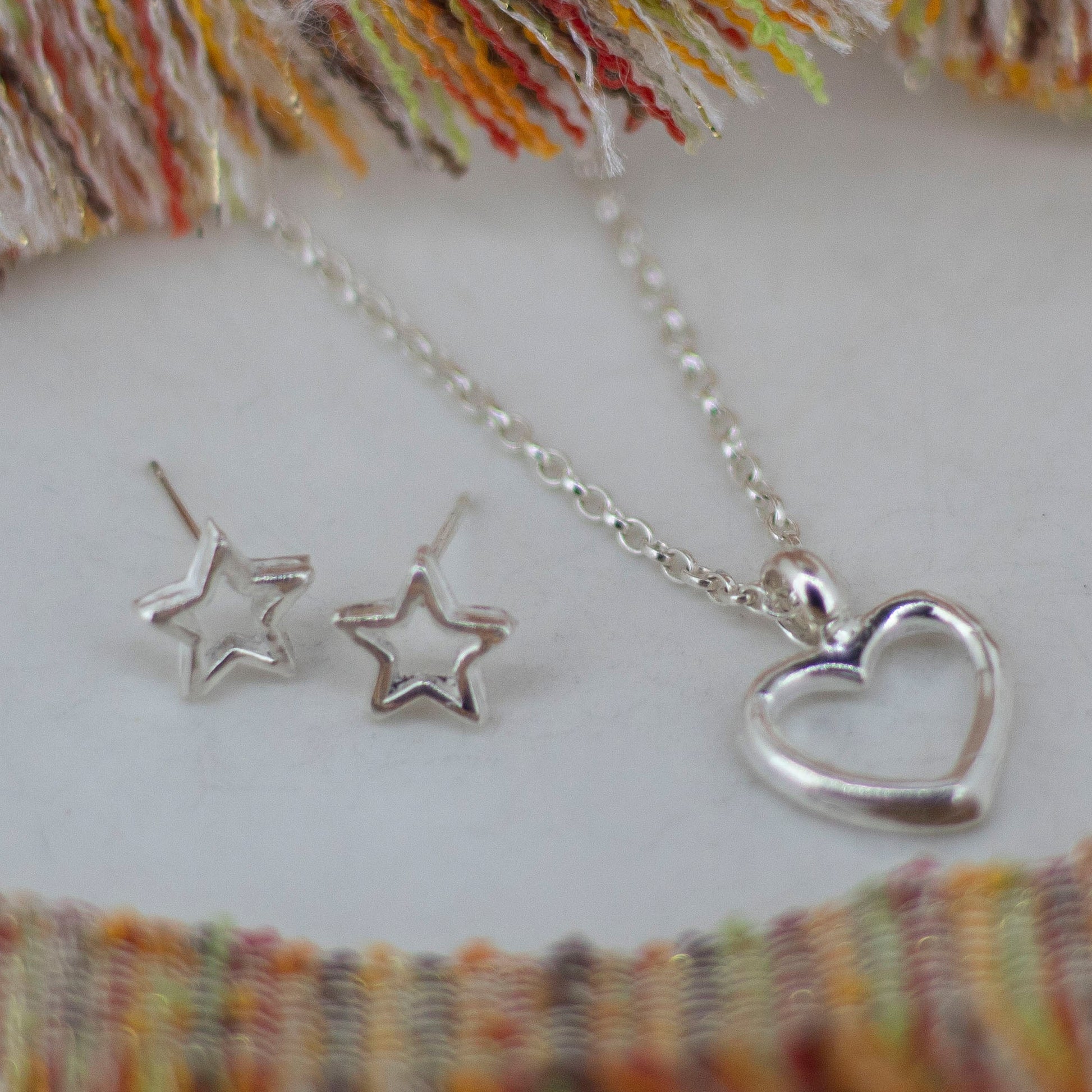 Silver Open Star Studs