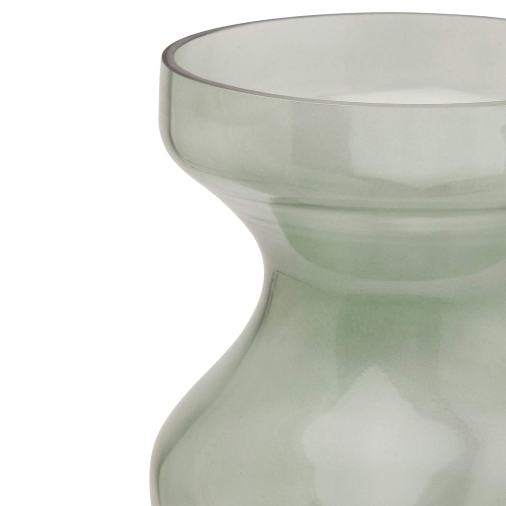 Smoked sage fluted glass vase, 40 cm tall, with vertical ribbed texture for floral arrangements, modern home decor.by RoomLondon at brixbailey.com