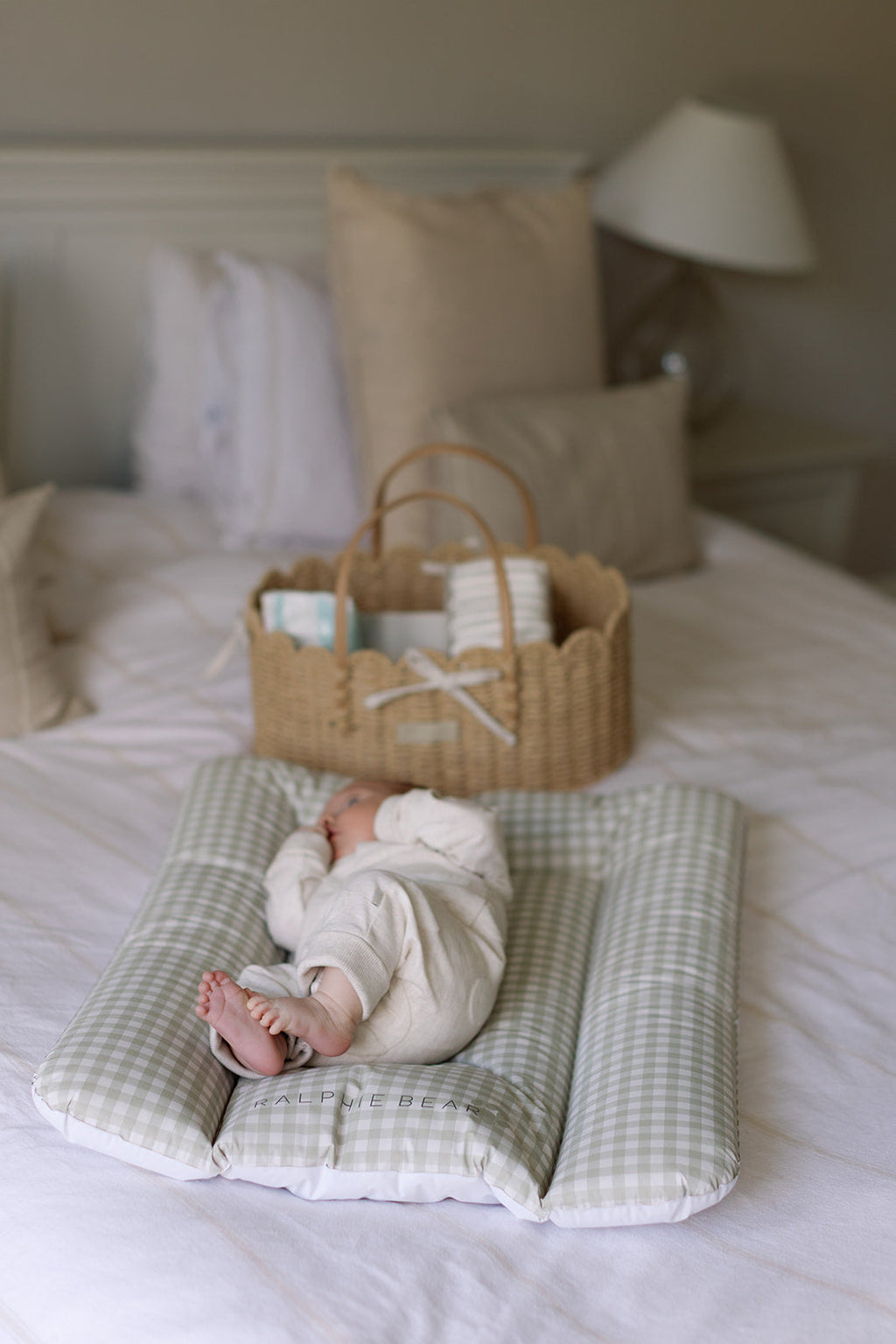 Gingham Sage Comfort Changing Mat