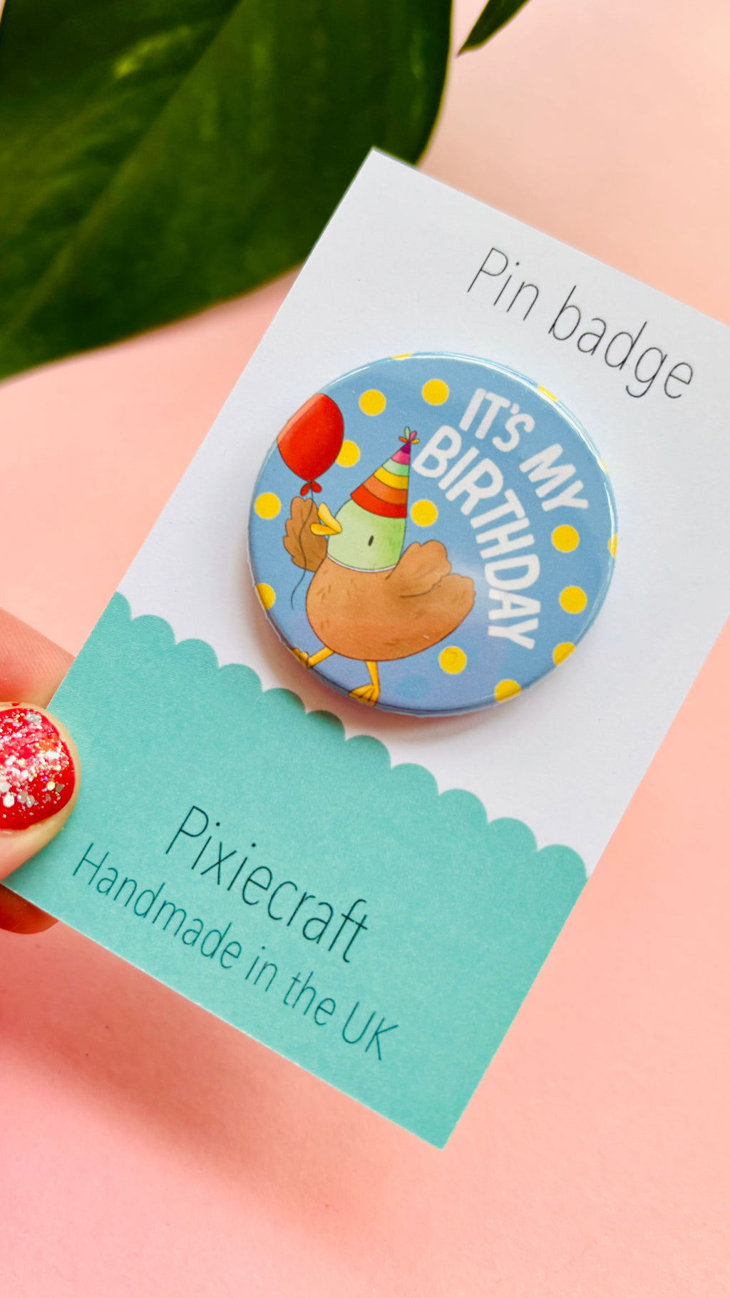 Cute Duck Birthday Badge Handmade Birthday Pin
