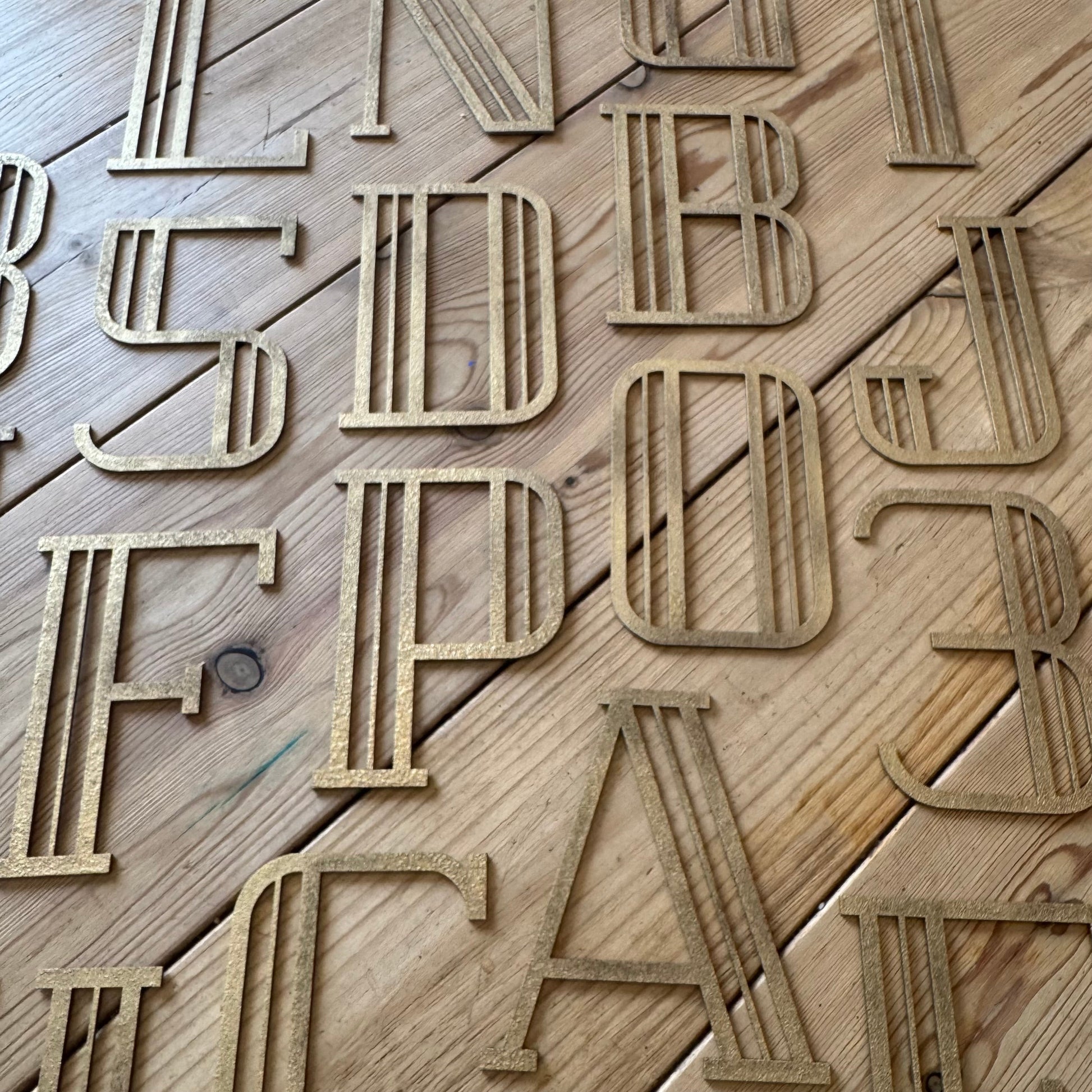 Gold Distressed Art Deco Metal Letters and Numbers 5 inch or 12 inch