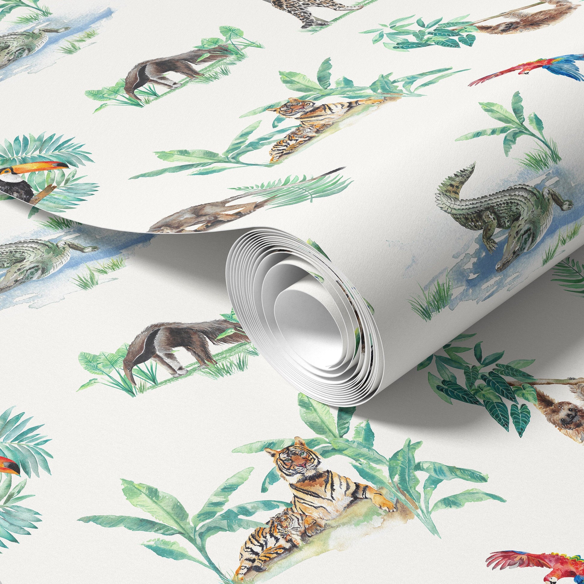 Rainforest Creatures Tropical Wallpaper for Children's Rooms