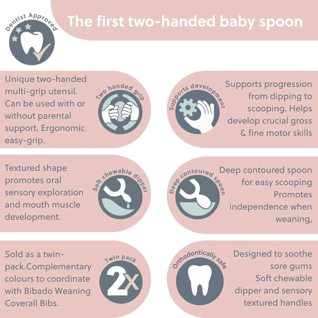 Dippit Baby Weaning Spoons 6 Plus Months Pack of 2 Blush