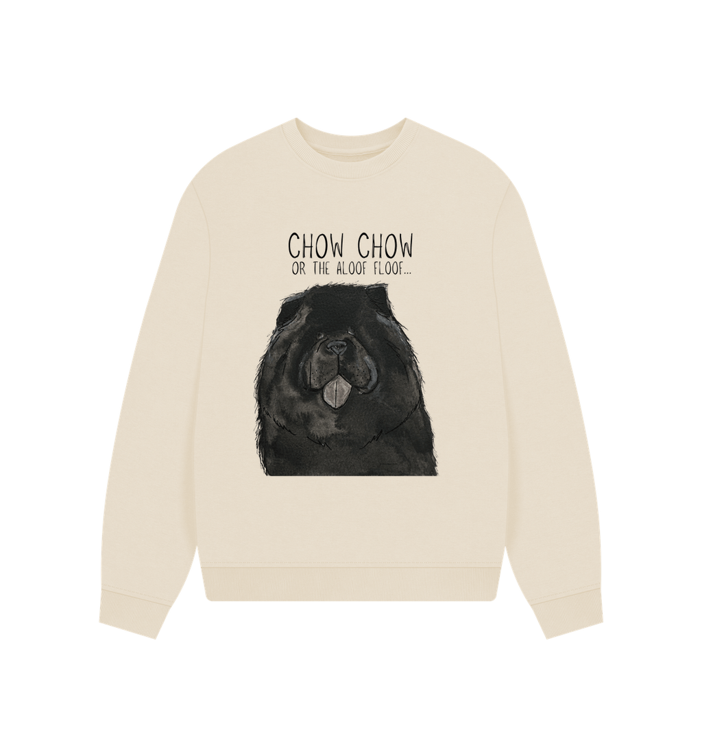 Black Chow Chow Women's Oversized Sweatshirt with Aloof Floof Design