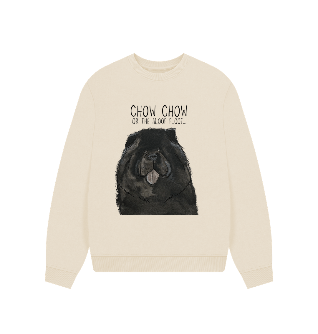 Black Chow Chow Women's Oversized Sweatshirt with Aloof Floof Design