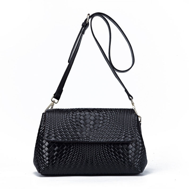 Genuine Leather Woven Crossbody Bag for Women